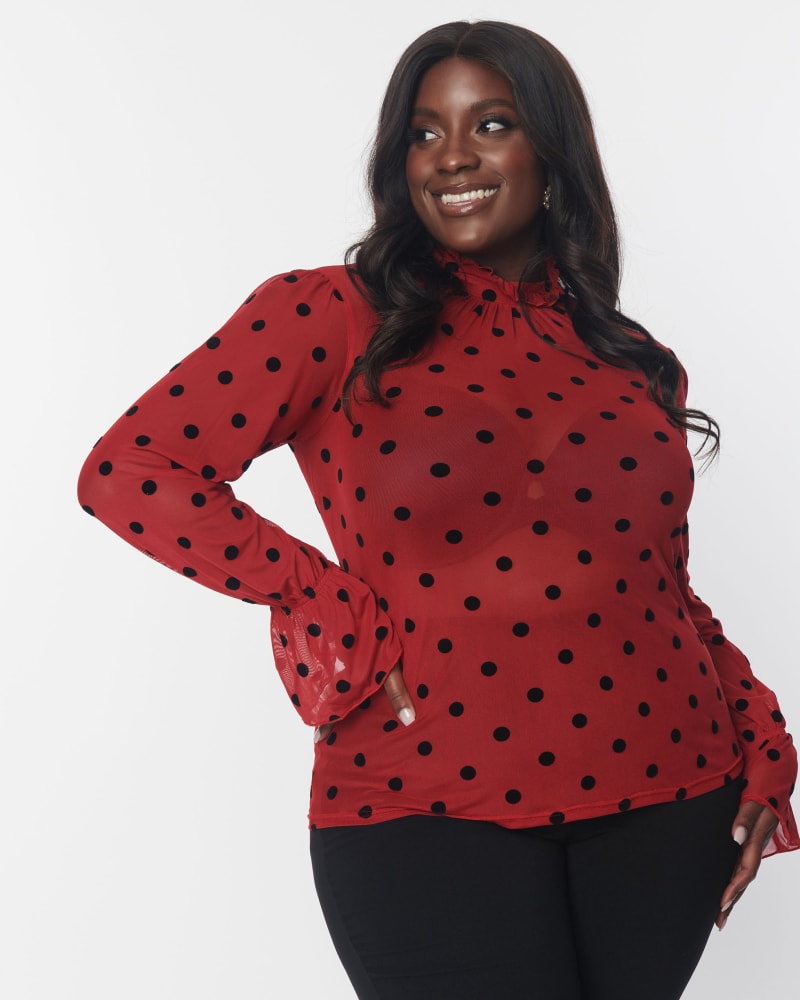 Plus size red polka dot blouse on sale